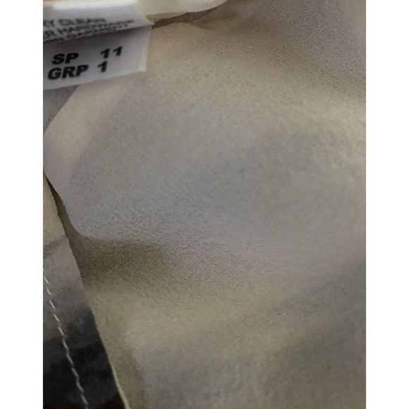 St John Silk Top Blouse Sleeveless Striped Brown Gray Cream Keyhole Stre… - Picture 7 of 9